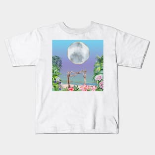 Full Moon over Tropical Island Kids T-Shirt